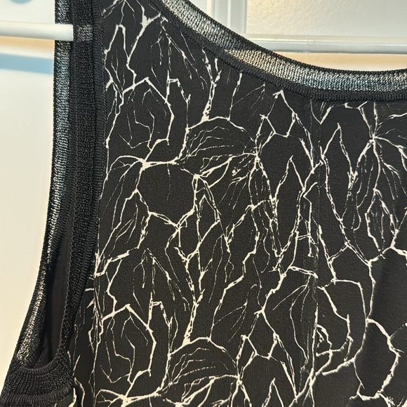 Babaton silk dress. Ankle length black with white pattern. - Picture 5 of 7